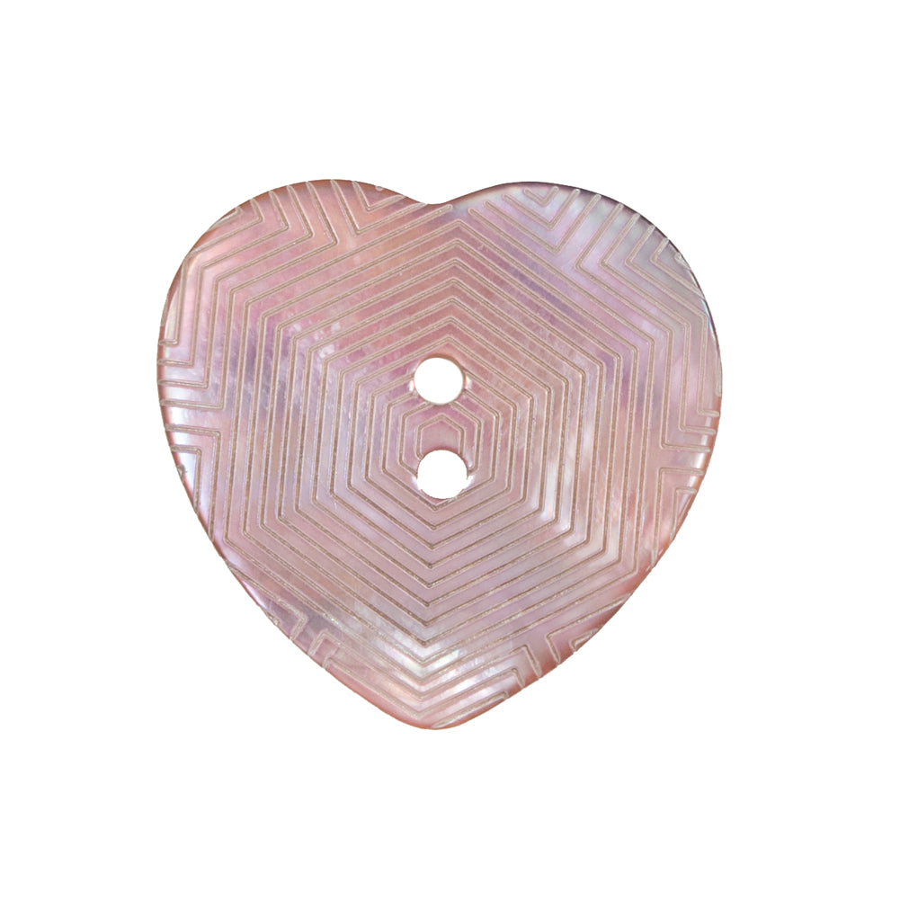 Italian Pink Heart-Shaped Shell Button - 40L/25.5mm Italian Pink Heart-Shaped Shell Button - 40L/25.5mm
