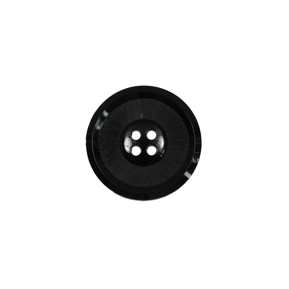 Italian Black Plastic 4-Hole Button - 24L/15mm Italian Black Plastic 4-Hole Button - 24L/15mm