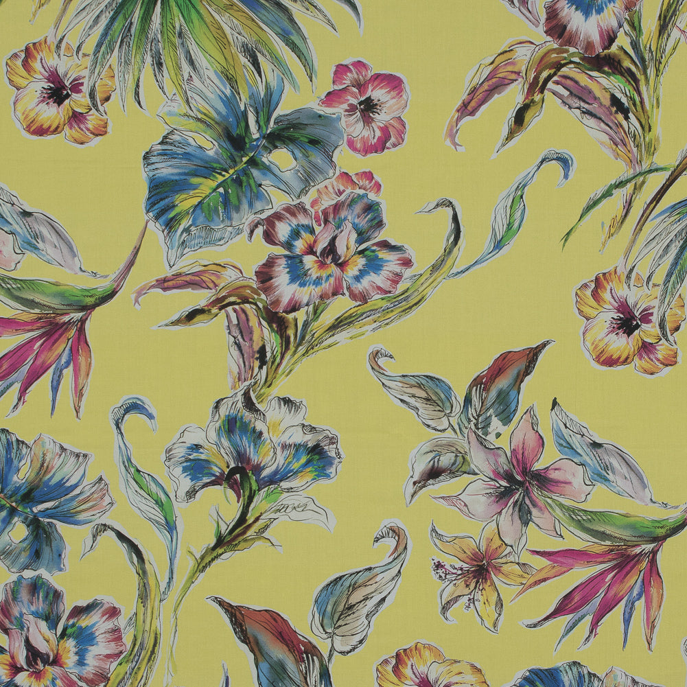 Cotton Poplin - Vibrant Yellow Floral - Creativite Epanouie Print - Mood Exclusive Avenable Collection Cotton Poplin - Vibrant Yellow Floral - Creativite Epanouie Print - Mood Exclusive Avenable Collection