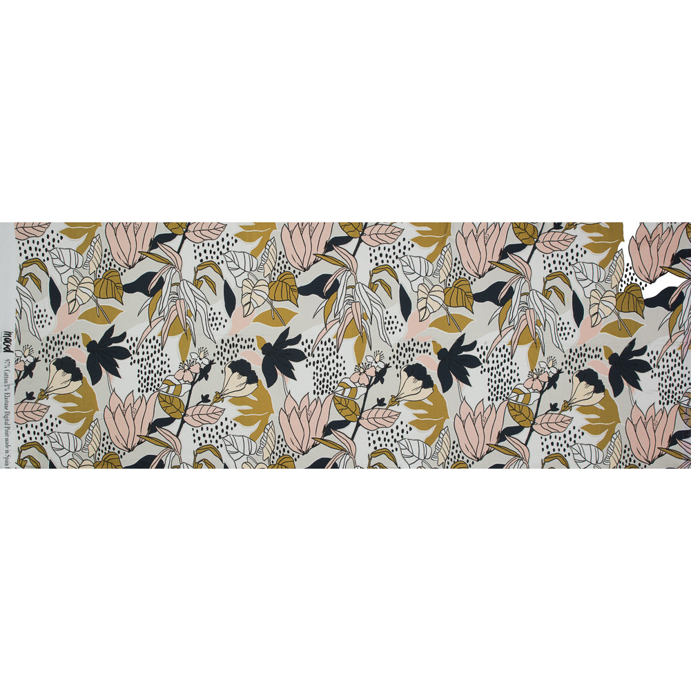 Stretch Cotton Sateen - Peach Parfait Floral - Pushing Up Daisies Print - Mood Exclusive Avenable Collection Folded Stretch Cotton Sateen - Peach Parfait Floral - Pushing Up Daisies Print - Mood Exclusive Avenable Collection Folded