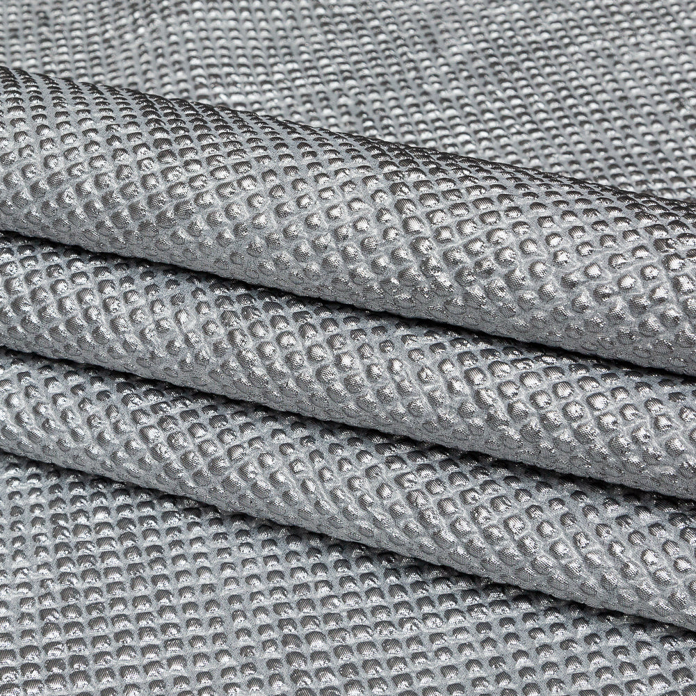 Metallic Silver Diamond Quilted Brocade - Folded Metallic Silver Diamond Quilted Brocade - Folded