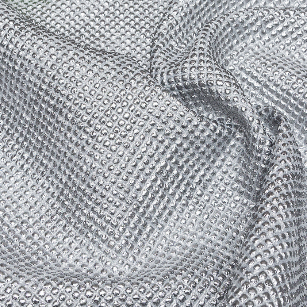 Metallic Silver Diamond Quilted Brocade - Detail Metallic Silver Diamond Quilted Brocade - Detail