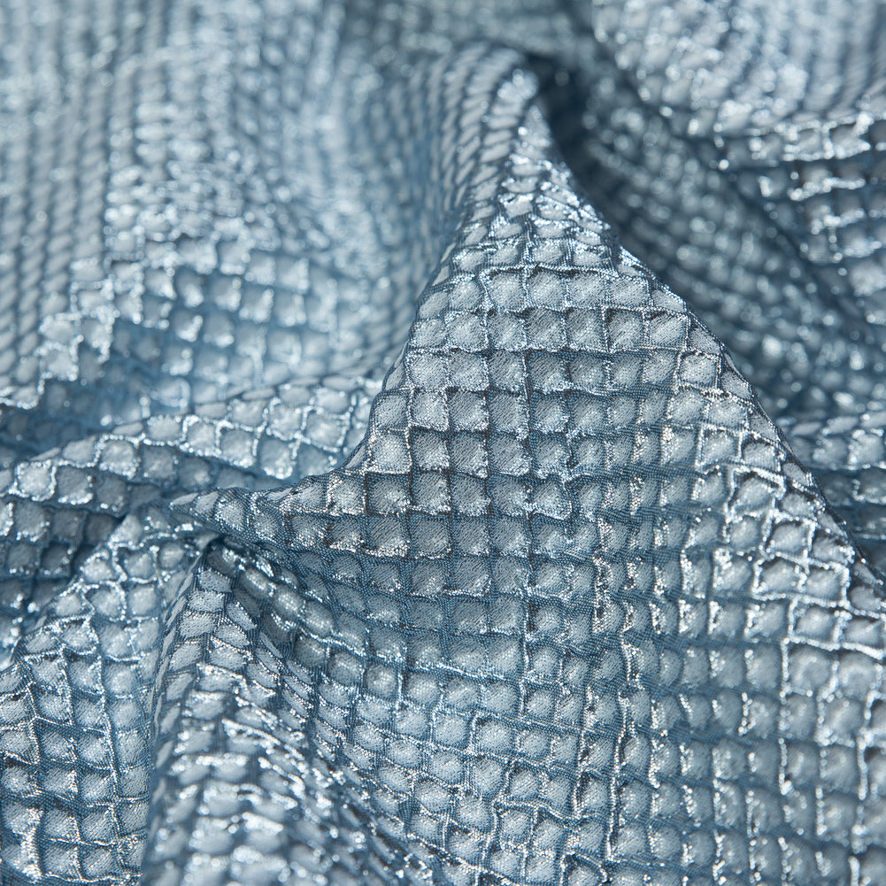 Marylin Metallic Aqua Diamond Quilted Brocade Full Marylin Metallic Aqua Diamond Quilted Brocade Full