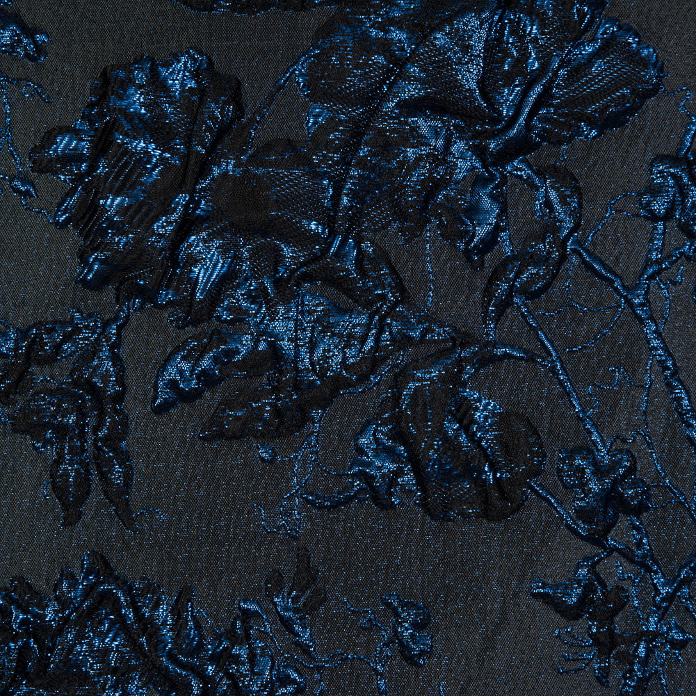 Blue and Black Luxury Floral Metallic Brocade Full Blue and Black Luxury Floral Metallic Brocade Full