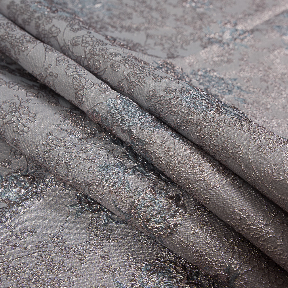 Rose Gold and Sky Blue Luxury Floral Metallic Brocade - Detail Rose Gold and Sky Blue Luxury Floral Metallic Brocade - Detail