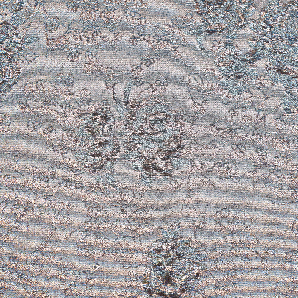 Rose Gold and Sky Blue Luxury Floral Metallic Brocade - Full Rose Gold and Sky Blue Luxury Floral Metallic Brocade - Full