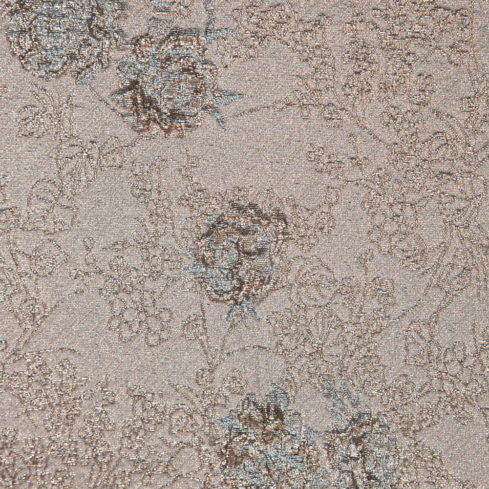Pale Blue and Gold Luxury Floral Metallic Brocade - Full Pale Blue and Gold Luxury Floral Metallic Brocade - Full