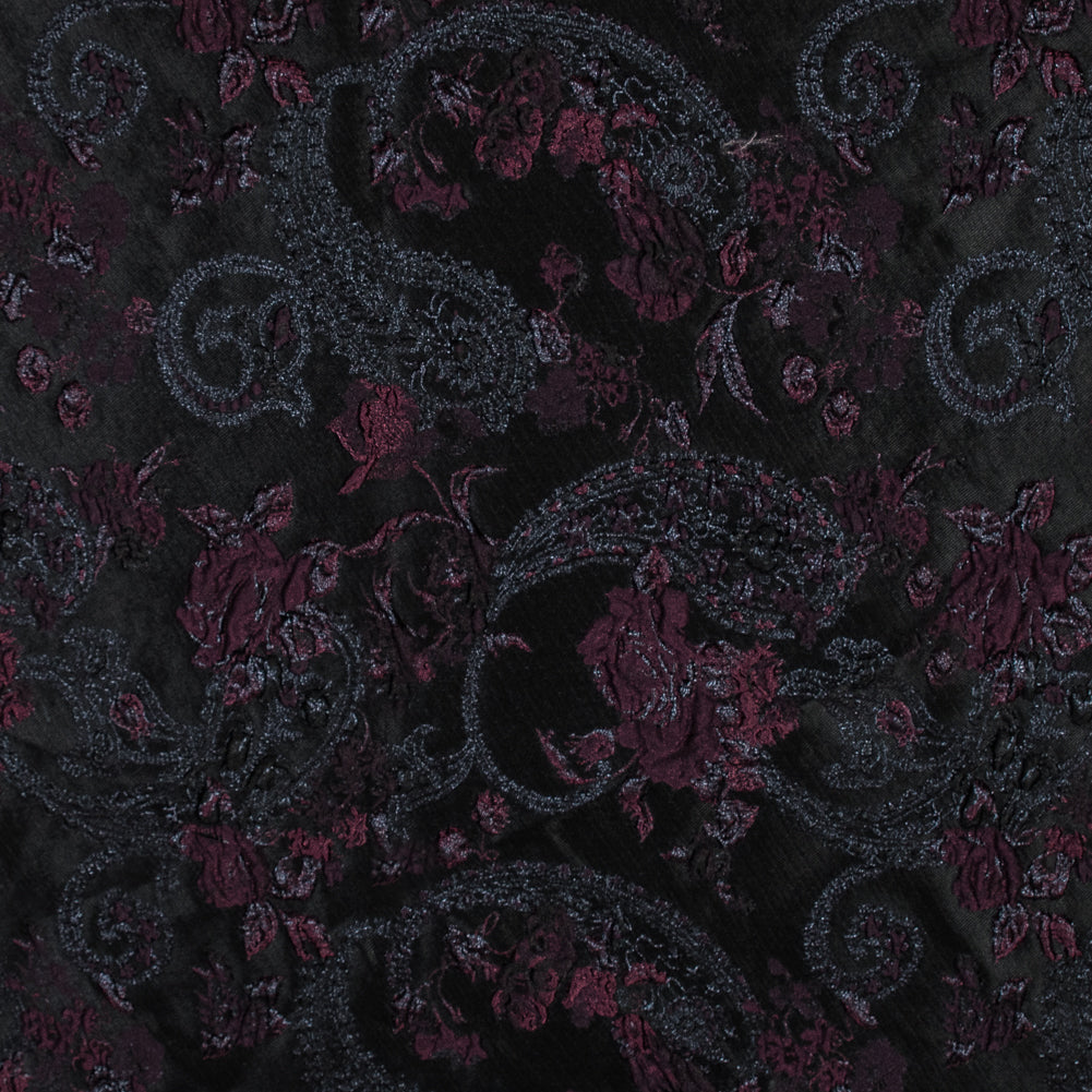 Aubergine and Black Luxury Paisley Metallic Brocade Aubergine and Black Luxury Paisley Metallic Brocade