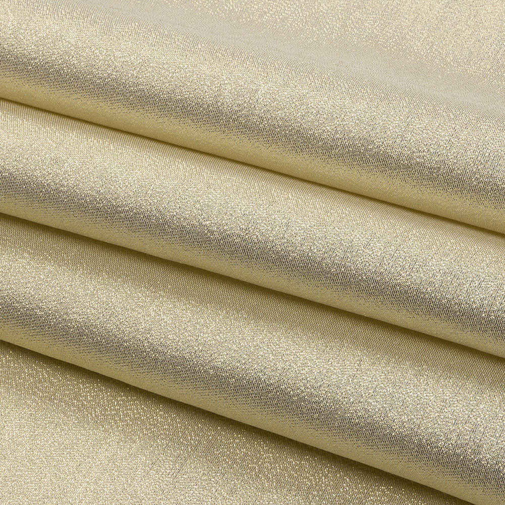 Metallic Polyester Lame - White and Gold - Glimmer Collection Folded Metallic Polyester Lame - White and Gold - Glimmer Collection Folded