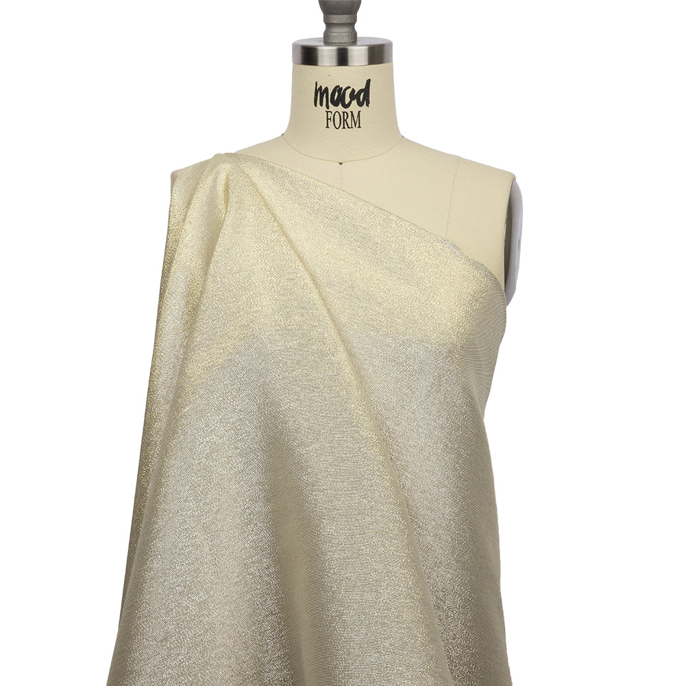 Metallic Polyester Lame - White and Gold - Glimmer Collection Drape Metallic Polyester Lame - White and Gold - Glimmer Collection Drape