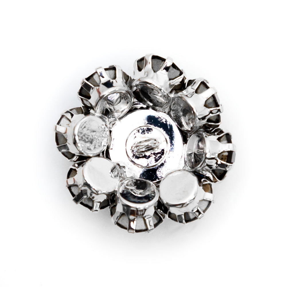 Italian Silver, Black and Crystal Rhinestone Button - 40L/25mm Detail Italian Silver, Black and Crystal Rhinestone Button - 40L/25mm Detail