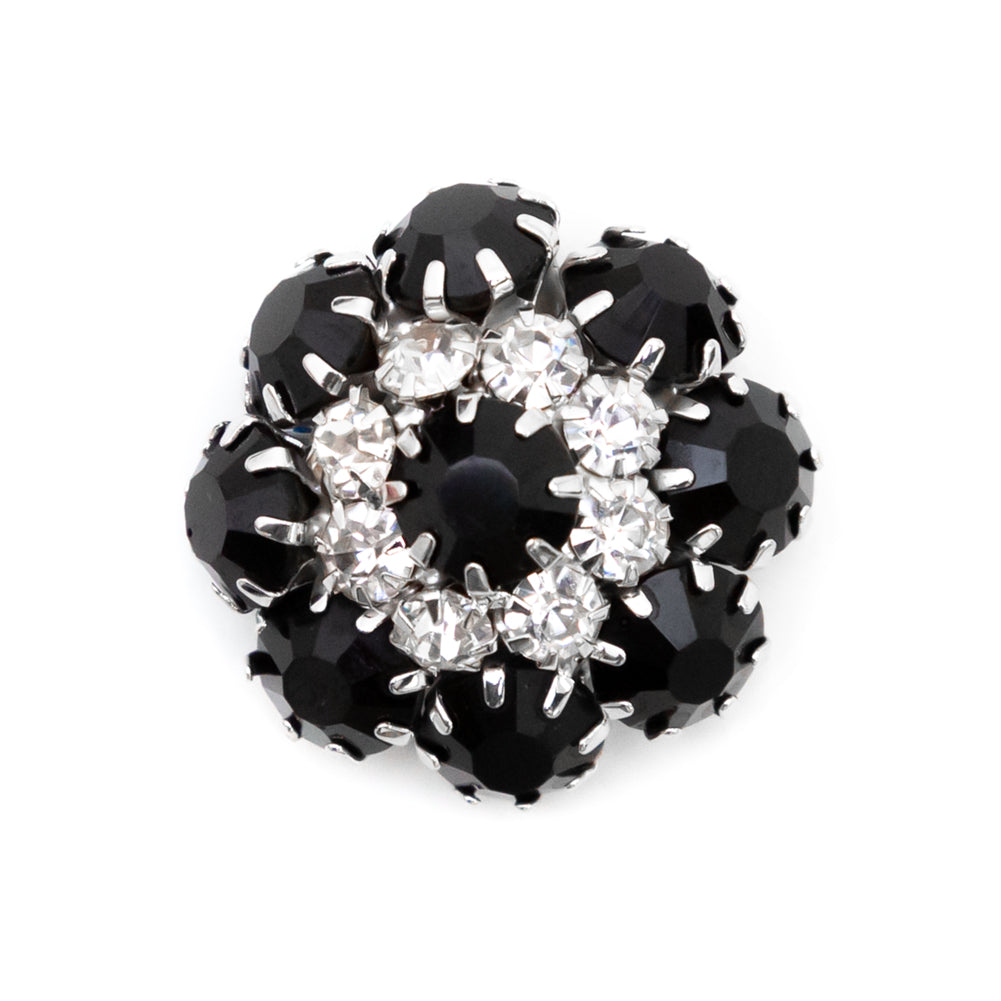 Italian Silver, Black and Crystal Rhinestone Button - 40L/25mm Italian Silver, Black and Crystal Rhinestone Button - 40L/25mm
