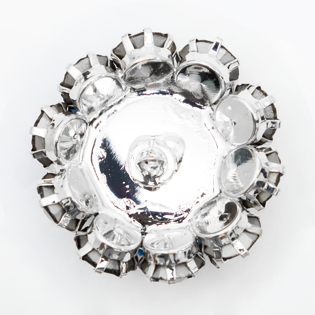 Italian Silver, Black and Crystal Rhinestone Button - 50L/32mm Detail Italian Silver, Black and Crystal Rhinestone Button - 50L/32mm Detail