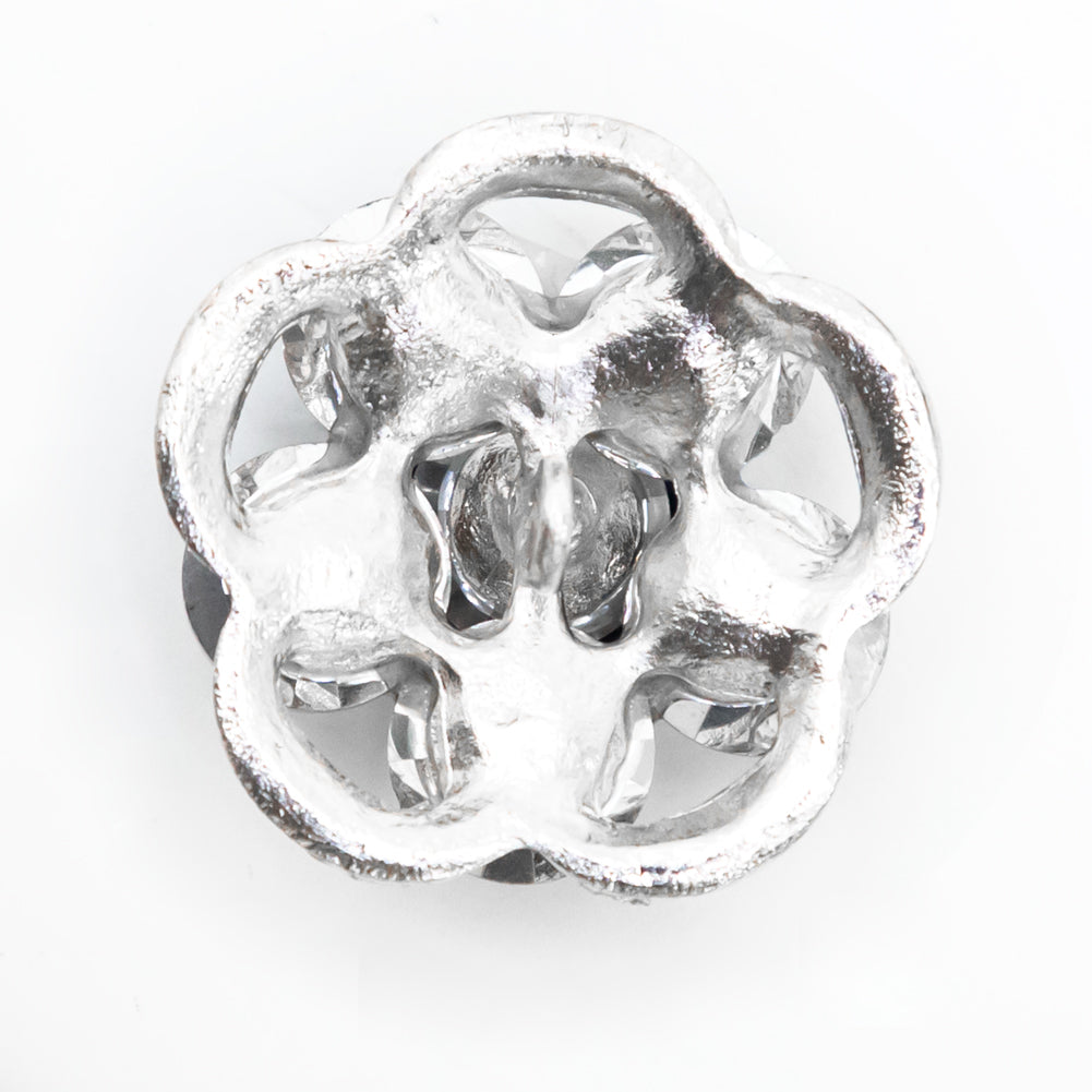 Italian Silver, Gunmetal and Crystal Rhinestone Button - 48L/30.5mm Detail Italian Silver, Gunmetal and Crystal Rhinestone Button - 48L/30.5mm Detail