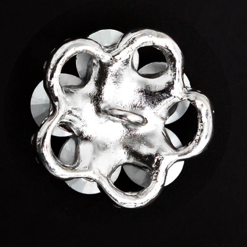 Italian Silver and Crystal Rhinestone Button - 48L/30.5mm Detail Italian Silver and Crystal Rhinestone Button - 48L/30.5mm Detail