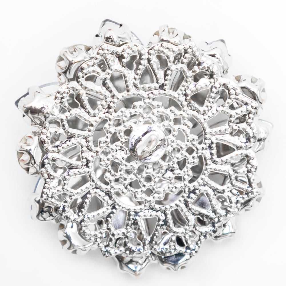 Italian Silver, Navy and Crystal Rhinestone Button - 58L/37mm - Detail Italian Silver, Navy and Crystal Rhinestone Button - 58L/37mm - Detail