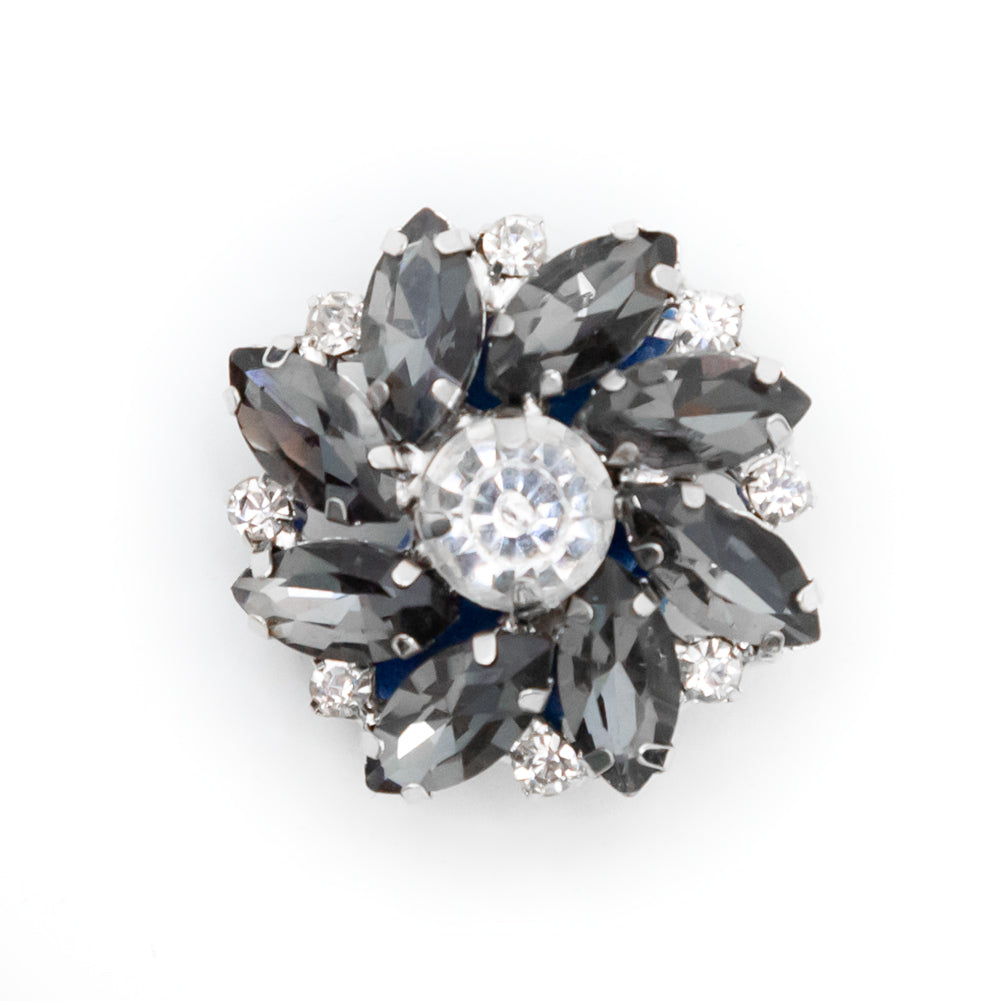 Italian Silver, Gunmetal and Crystal Rhinestone Button - 40L/25.5mm Italian Silver, Gunmetal and Crystal Rhinestone Button - 40L/25.5mm