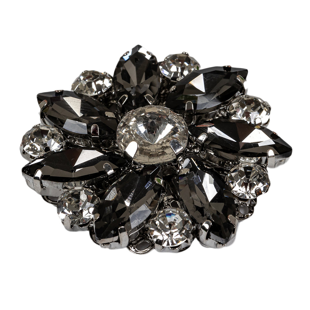 Italian Silver, Gunmetal and Crystal Rhinestone Button - 58L/37mm Folded Italian Silver, Gunmetal and Crystal Rhinestone Button - 58L/37mm Folded