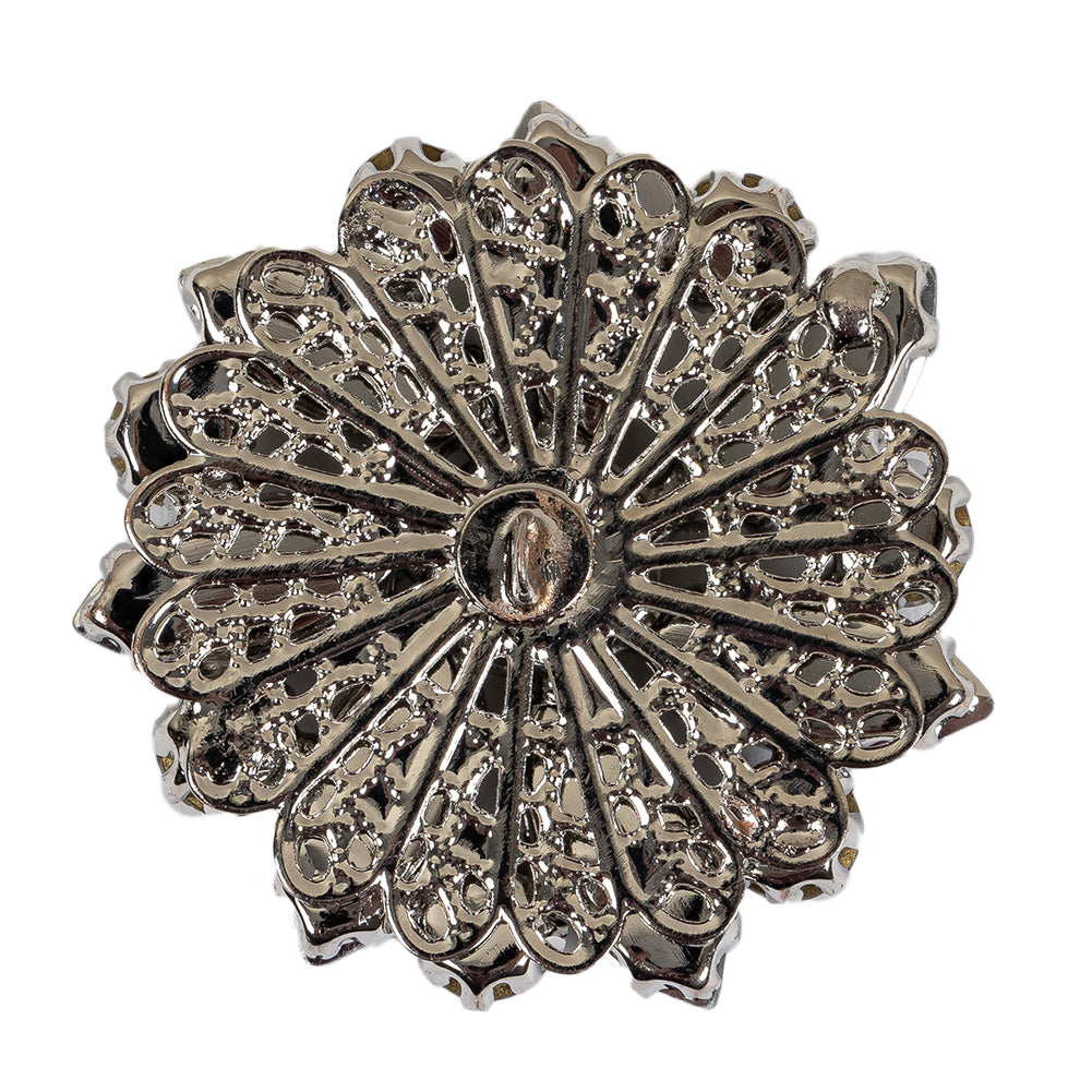Italian Silver, Gunmetal and Crystal Rhinestone Button - 58L/37mm Detail Italian Silver, Gunmetal and Crystal Rhinestone Button - 58L/37mm Detail