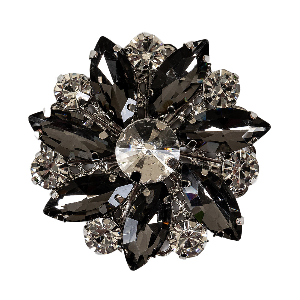 Italian Silver, Gunmetal and Crystal Rhinestone Button - 58L/37mm Italian Silver, Gunmetal and Crystal Rhinestone Button - 58L/37mm