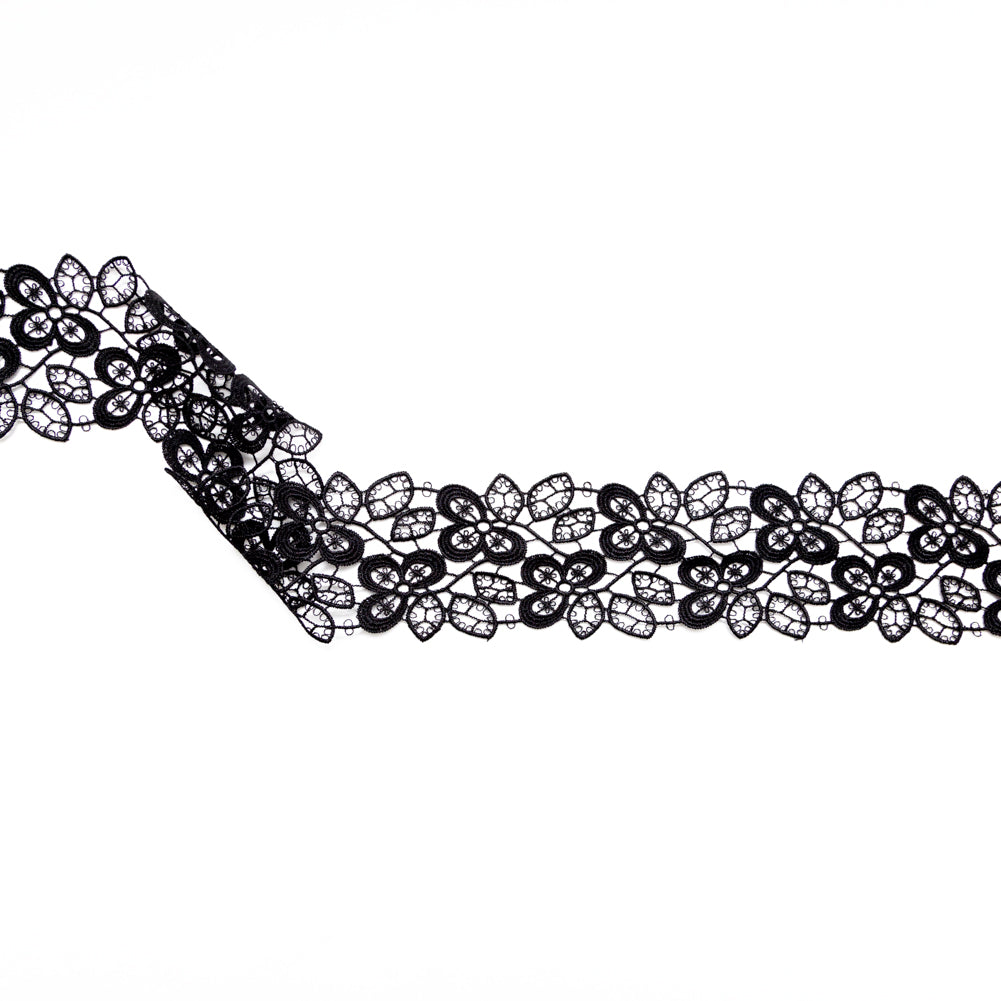 Fancy Black Floral Venise Lace Trim - 2.5" Fancy Black Floral Venise Lace Trim - 2.5"