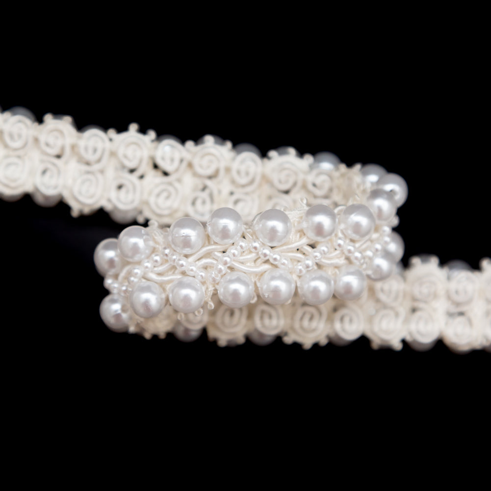 White Pearl Braided Trim - 1 - Detail White Pearl Braided Trim - 1 - Detail