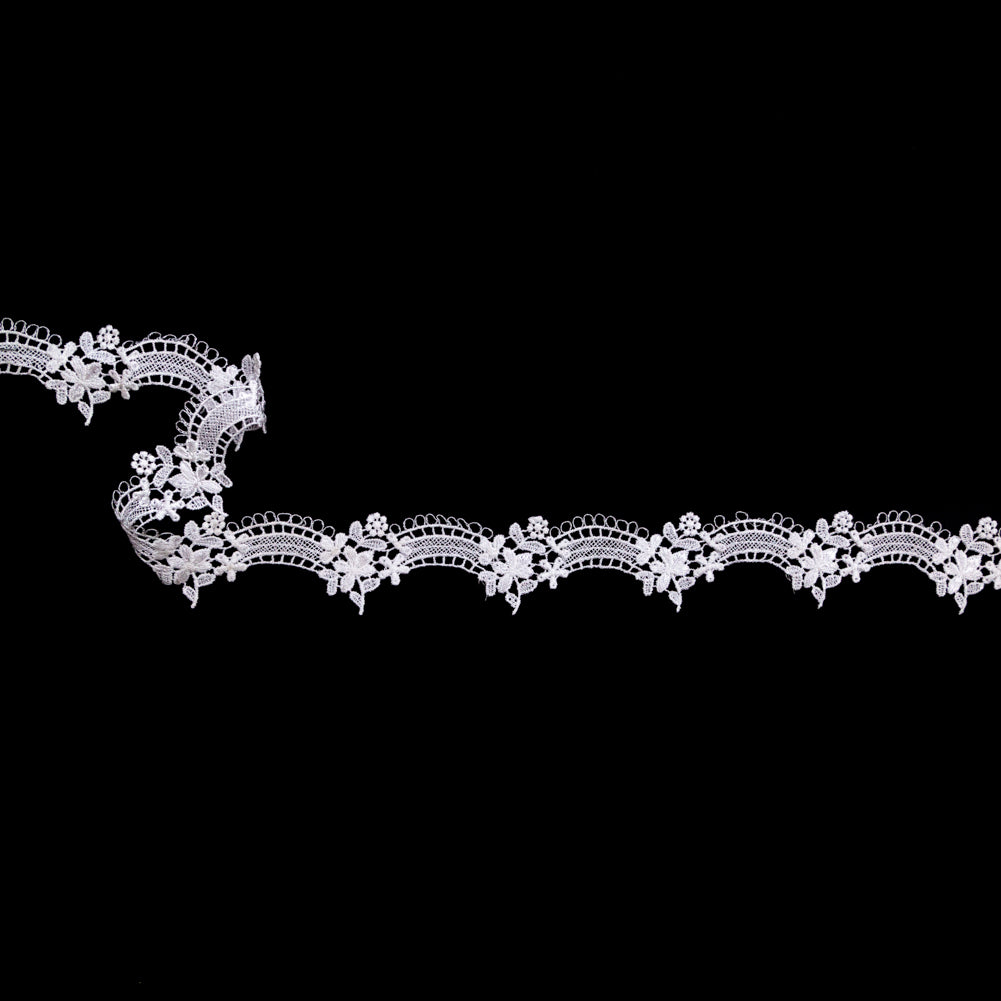 Fancy White Floral Scalloped Venise Lace Trim - 1.5" Fancy White Floral Scalloped Venise Lace Trim - 1.5"