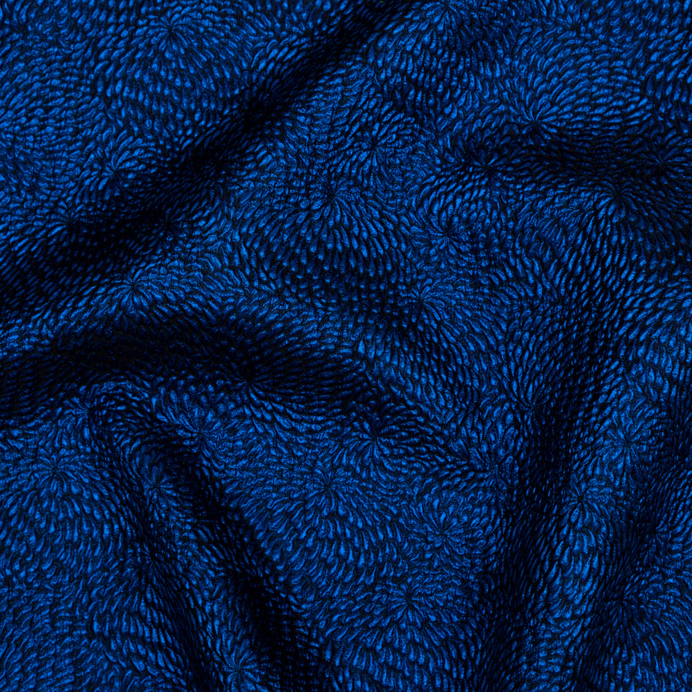 Metallic Royal Blue Floral Double-Layer Organza Brocade Metallic Royal Blue Floral Double-Layer Organza Brocade