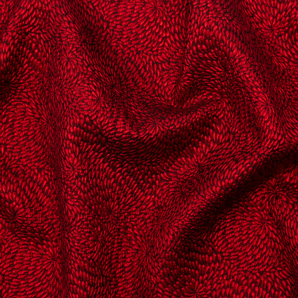Metallic Red and Black Floral Double-Layer Organza Brocade Metallic Red and Black Floral Double-Layer Organza Brocade