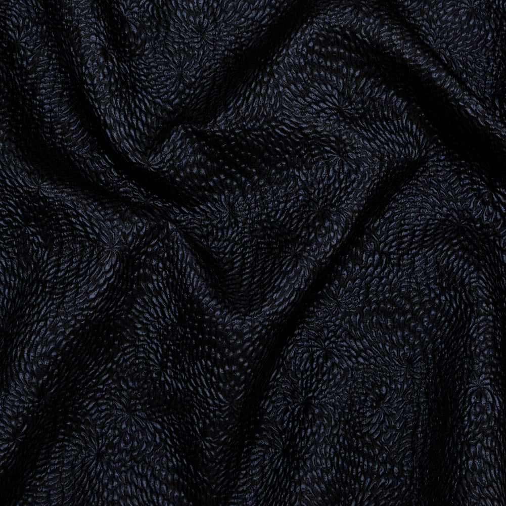 Metallic Black Floral Double-Layer Organza Brocade Metallic Black Floral Double-Layer Organza Brocade