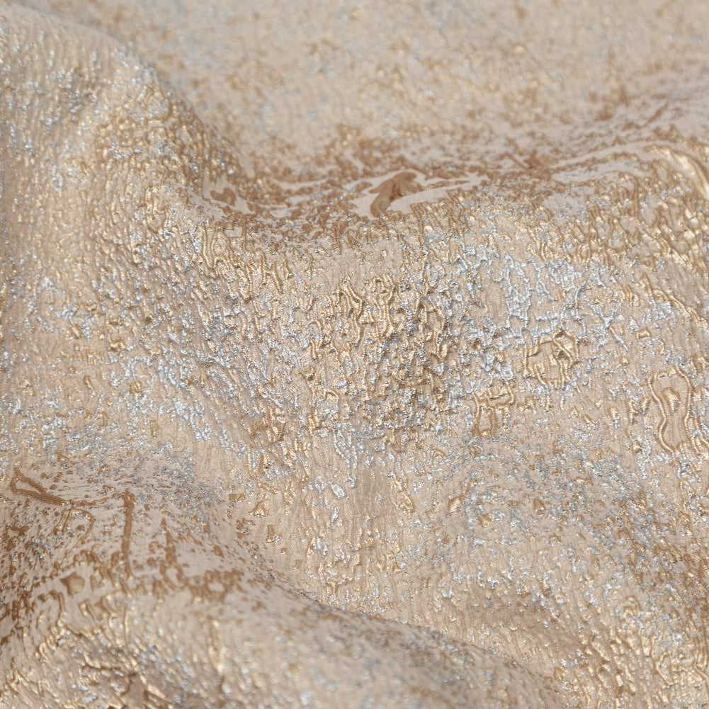 Beige and Silver Abstract Luxury Metallic Brocade Full Beige and Silver Abstract Luxury Metallic Brocade Full