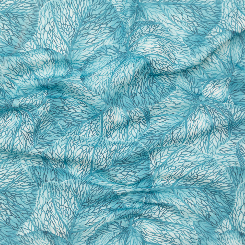 Blue Tropical Leaves Printed Woven Blue Tropical Leaves Printed Woven