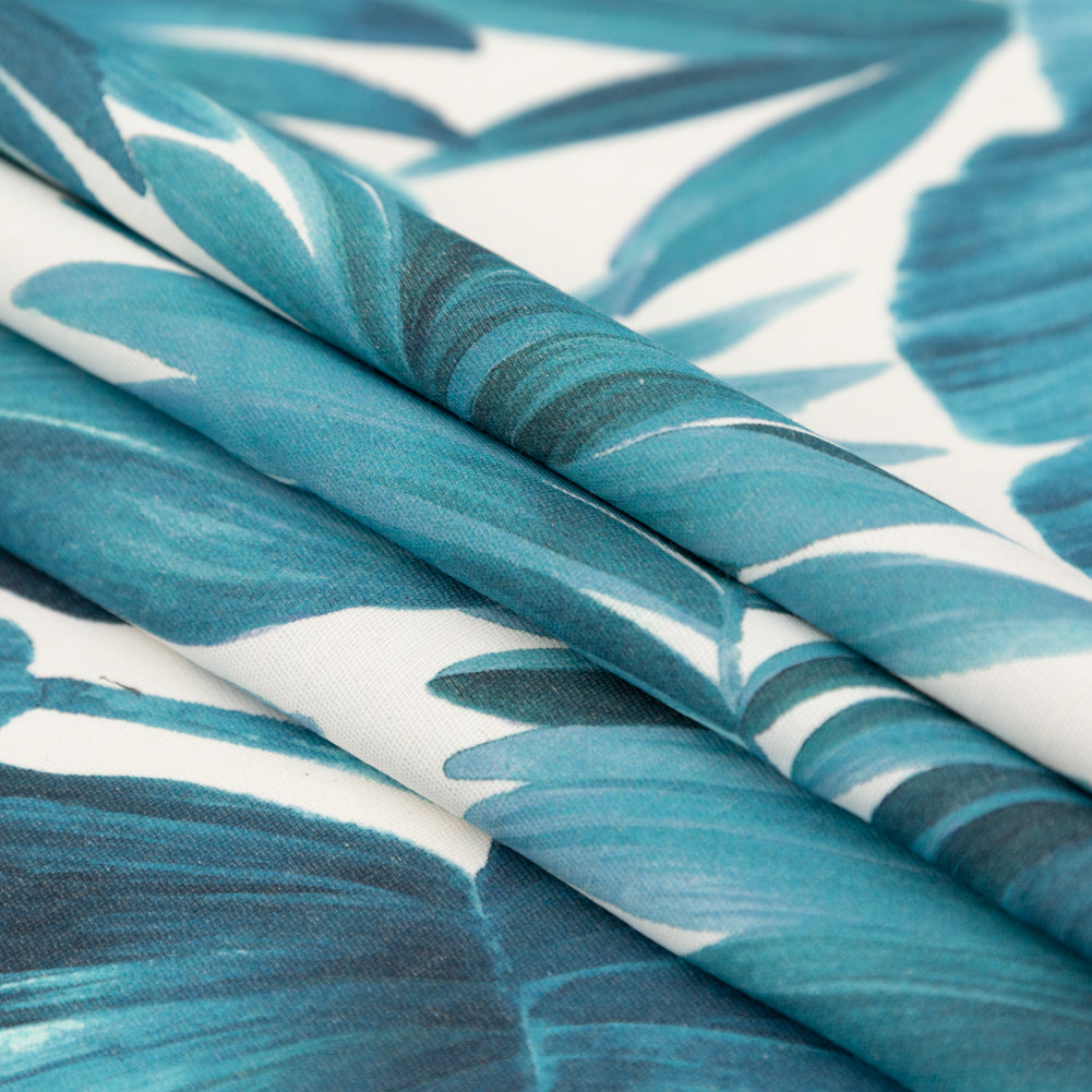 Blue Tropical Leaves Printed Woven - Folded Blue Tropical Leaves Printed Woven - Folded