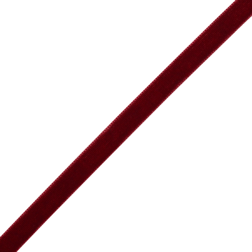 Double Faced Velvet Ribbon Made in Italy - 3/8" - Burgundy - Delphine Collection - Folded Double Faced Velvet Ribbon Made in Italy - 3/8" - Burgundy - Delphine Collection - Folded