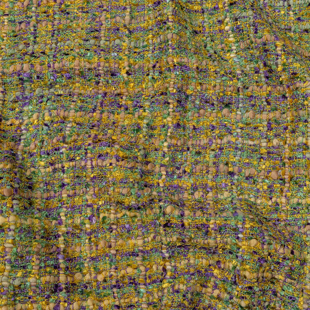 Newcastle Kale, Sheepskin and Purple Viscose and Acrylic Chenille Tweed Newcastle Kale, Sheepskin and Purple Viscose and Acrylic Chenille Tweed