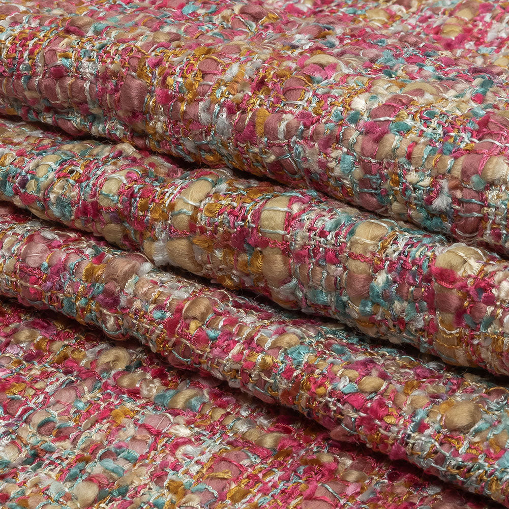 Viscose and Acrylic Chenille Tweed - Almond Buff, Pink and Sea Pine - Newcastle Collection Full Viscose and Acrylic Chenille Tweed - Almond Buff, Pink and Sea Pine - Newcastle Collection Full