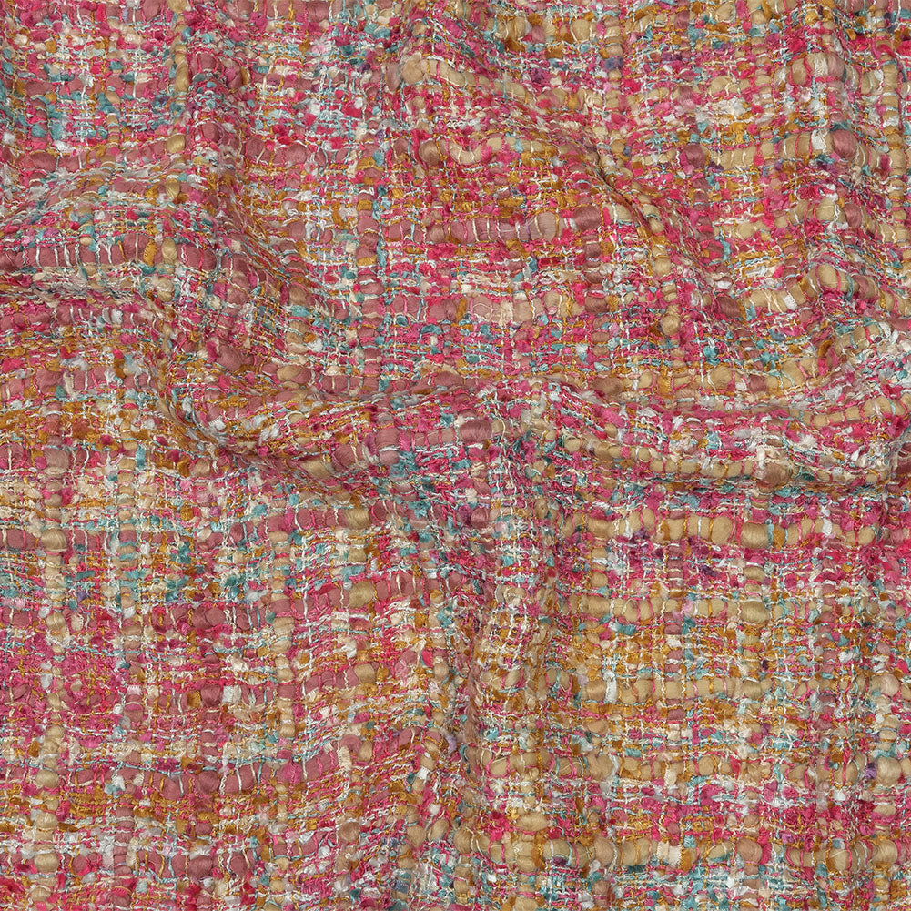 Viscose and Acrylic Chenille Tweed - Almond Buff, Pink and Sea Pine - Newcastle Collection Viscose and Acrylic Chenille Tweed - Almond Buff, Pink and Sea Pine - Newcastle Collection