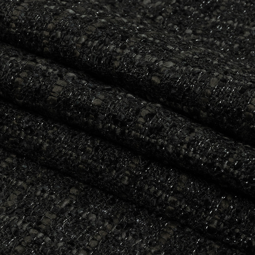 Newcastle Charcoal, Black Bean and Metallic Silver Viscose and Acrylic Chenille Tweed - Full Newcastle Charcoal, Black Bean and Metallic Silver Viscose and Acrylic Chenille Tweed - Full