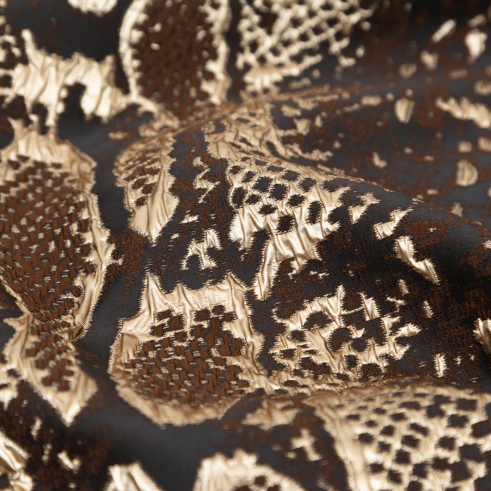 Metallic Gold Black and Brown Reptilian Luxury Brocade Full Metallic Gold Black and Brown Reptilian Luxury Brocade Full