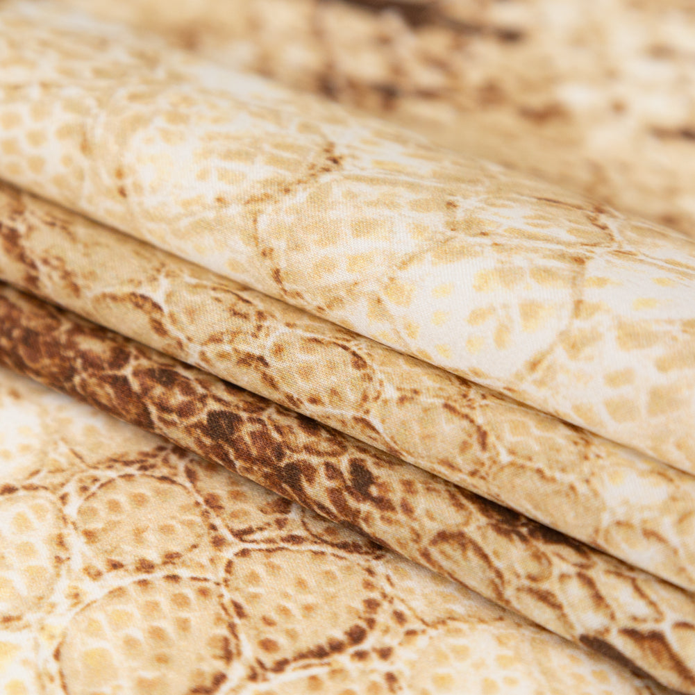 Mood Exclusive Italian Frozen Dew and Brown Python Printed Silk Charmeuse Detail Mood Exclusive Italian Frozen Dew and Brown Python Printed Silk Charmeuse Detail