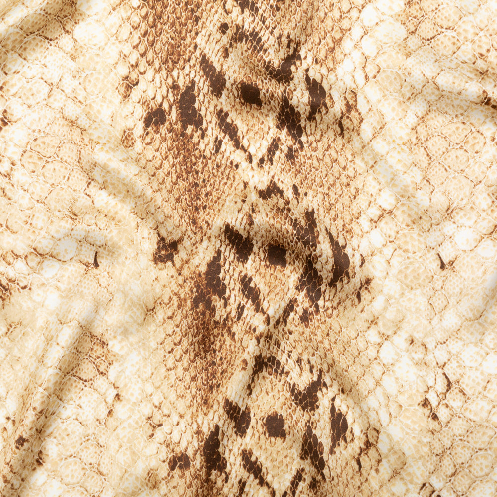 Mood Exclusive Italian Frozen Dew and Brown Python Printed Silk Charmeuse Mood Exclusive Italian Frozen Dew and Brown Python Printed Silk Charmeuse