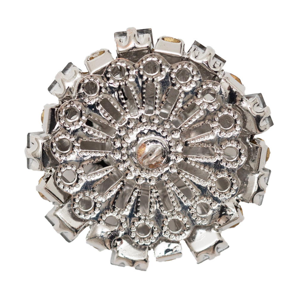 Italian Gunmetal and Crystal Rhinestone Button - 50L/32mm Detail Italian Gunmetal and Crystal Rhinestone Button - 50L/32mm Detail