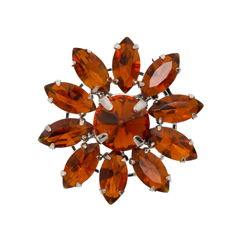 Italian Amber Rhinestone Flower Button - 42L/27mm Italian Amber Rhinestone Flower Button - 42L/27mm