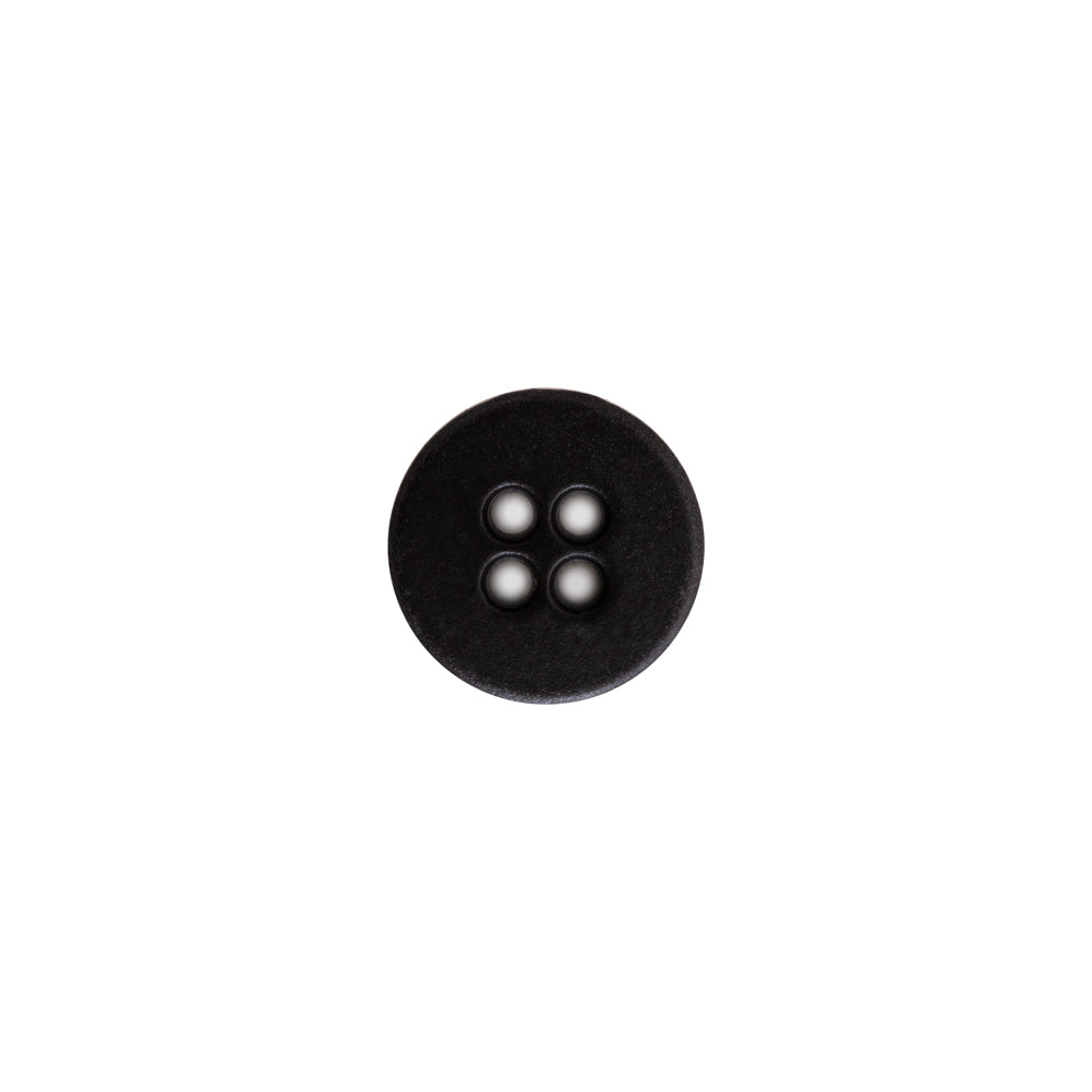 Italian Black Plastic 4-Hole Button - 18L/11.5mm - Detail Italian Black Plastic 4-Hole Button - 18L/11.5mm - Detail