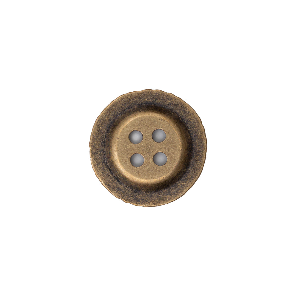 Italian Antique Gold Ornate Metal Zamac Button - 24L/15MM Detail Italian Antique Gold Ornate Metal Zamac Button - 24L/15MM Detail