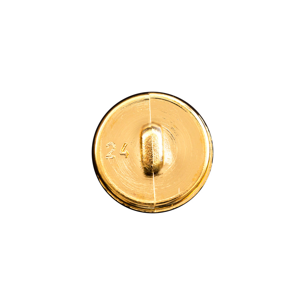 Italian Gold Domed Plastic Shank-Back Button - 24L/15mm Detail Italian Gold Domed Plastic Shank-Back Button - 24L/15mm Detail