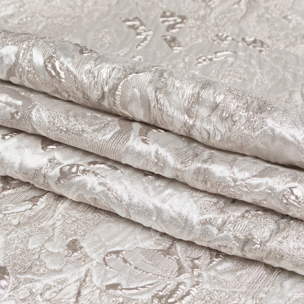 Metallic Silver and Castle Wall Rosy Luxury Brocade - Folded Metallic Silver and Castle Wall Rosy Luxury Brocade - Folded