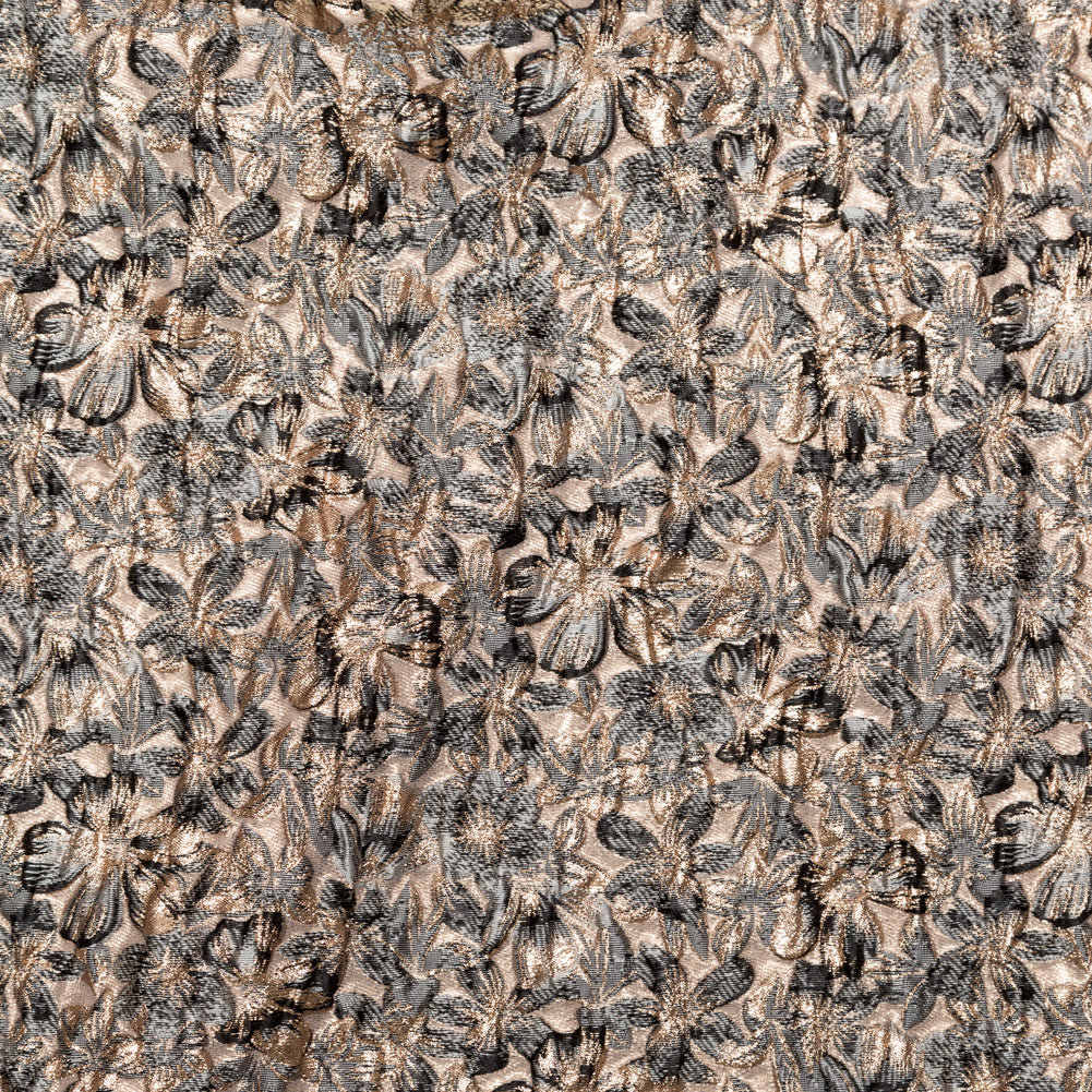 Metallic Antique Bronze, Portabella, Flint Gray and Black Floral Luxury Brocade Metallic Antique Bronze, Portabella, Flint Gray and Black Floral Luxury Brocade