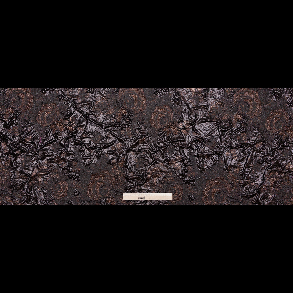 Metallic Two Penny and Black Floral Luxury Double Layer Orangza Brocade Folded Metallic Two Penny and Black Floral Luxury Double Layer Orangza Brocade Folded