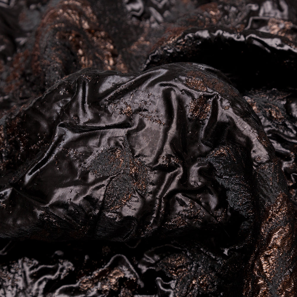 Metallic Two Penny and Black Floral Luxury Double Layer Orangza Brocade Full Metallic Two Penny and Black Floral Luxury Double Layer Orangza Brocade Full